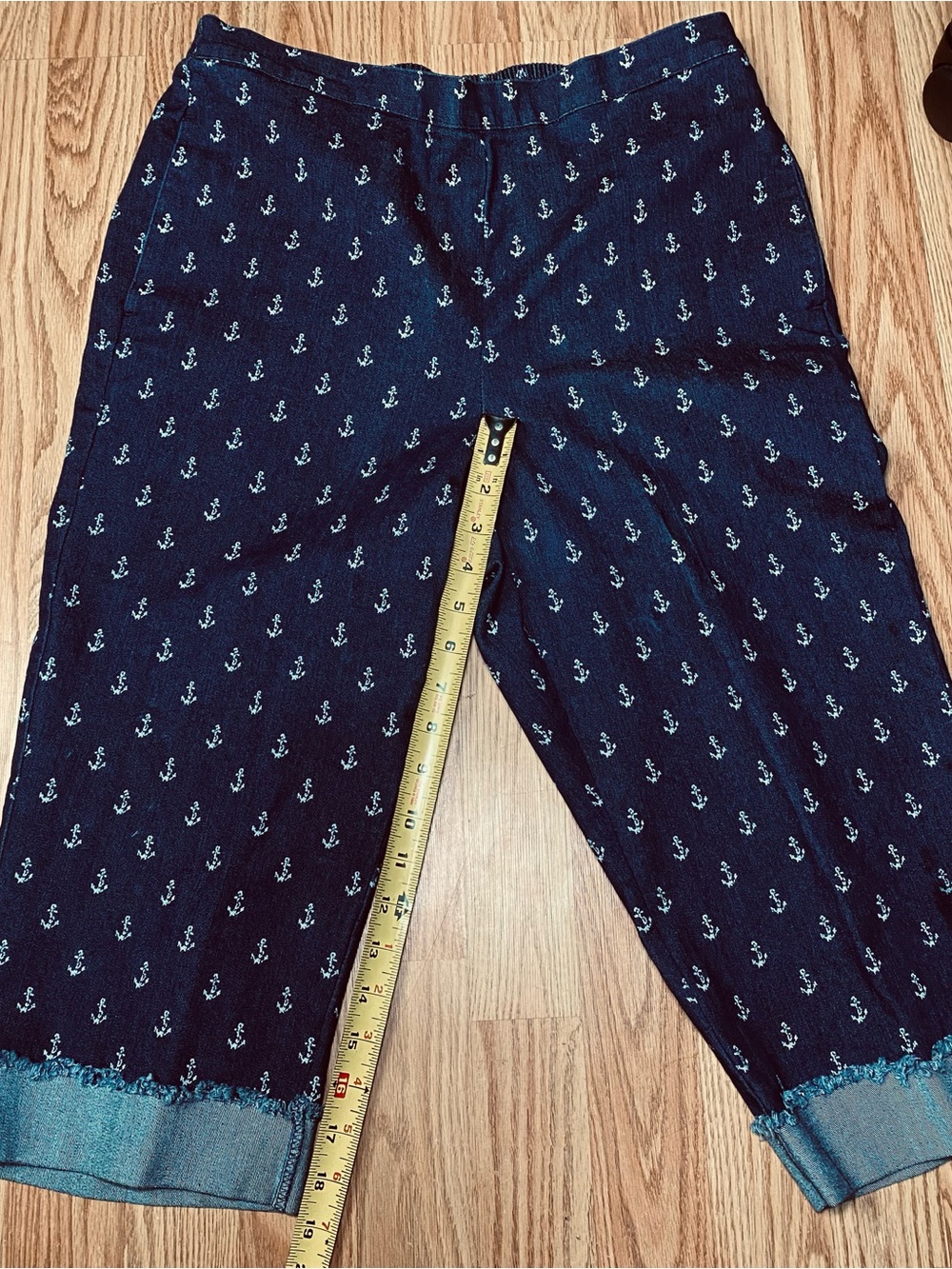 Alfred Dunner Navy and White Denim-Look Petite Pants Size 12P